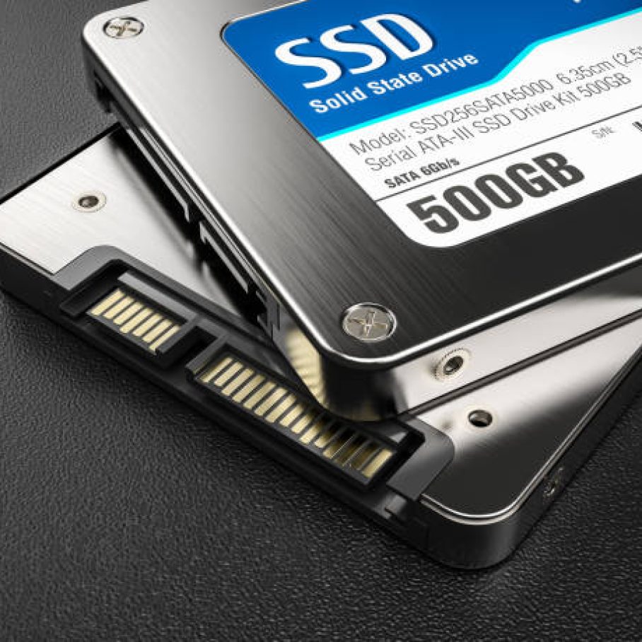 Closeup group of SSD on background 3d render